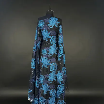 Radiant Dream blue Tulle with Embroidery and Subtle Sequins