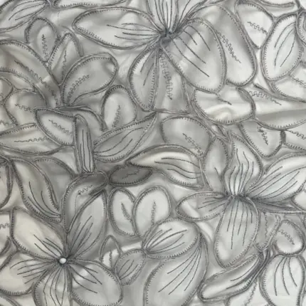 Charm Silver Tulle with Embroidery and Paper Raffia Accents