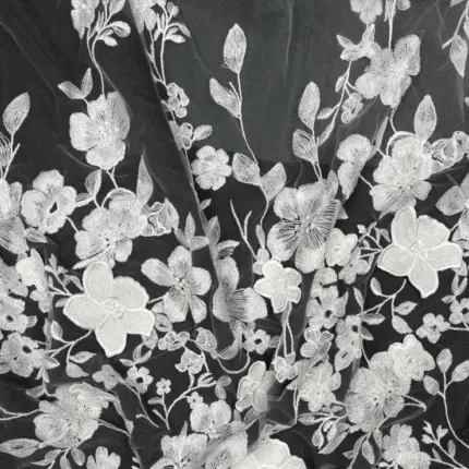 Off White hereal Bloom Tulle with Floral Embroidery