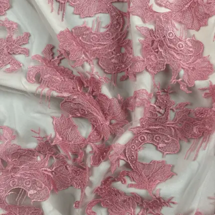 Graceful Pink Tulle with Intricate Embroidery