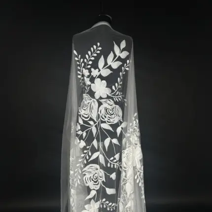 Floral Elegance Tulle with Patterned Embroidery