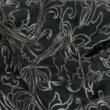 Delicate Whisper Tulle with Subtle silver Embroidery